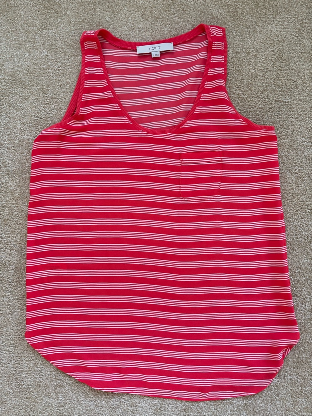 LOFT Red and White Striped Scoop Neck Tank Sleeveless Blouse Size XS
